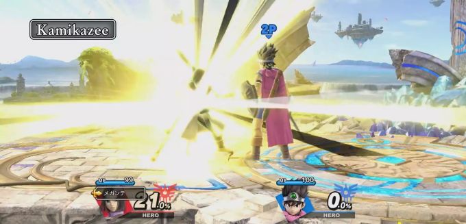 Der Held zerstört sich mit dem Kamikaze-Angriff selbst. Super Smash Bros. Ultimate