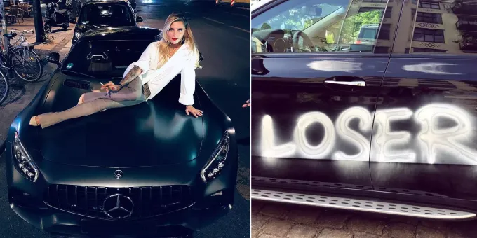 Autos Von Sophia Thomalla Und Bonnie Strange Mit Loser Besprayt