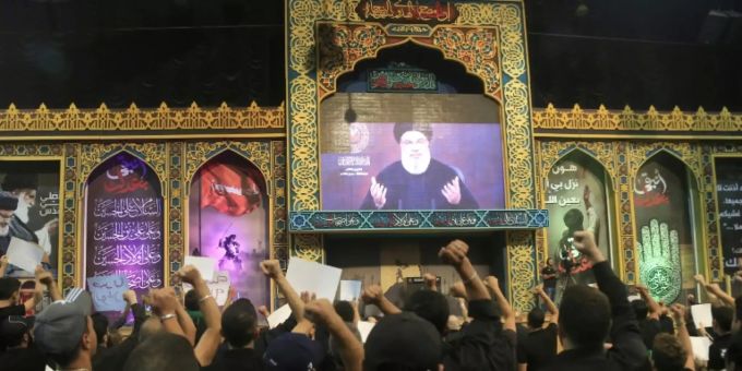 Fernsehansprache des Hisbollah-Chefs Hassan Nasrallah Fernsehansprache des Hisbollah-Chefs Hassan Nasrallah