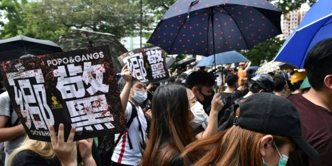 Demonstranten in Yuen Long Demonstranten in Yuen Long