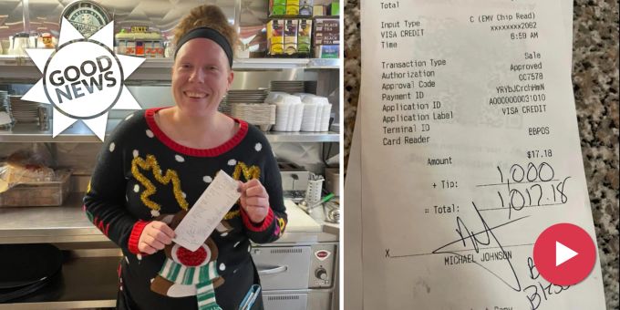 Good News - Kellnerin erhält 1000 Dollar Trinkgeld an Weihnachten