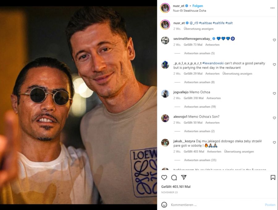 Auch Robert Lewandowski besuchte den Fleisch-Tempel in Doha.