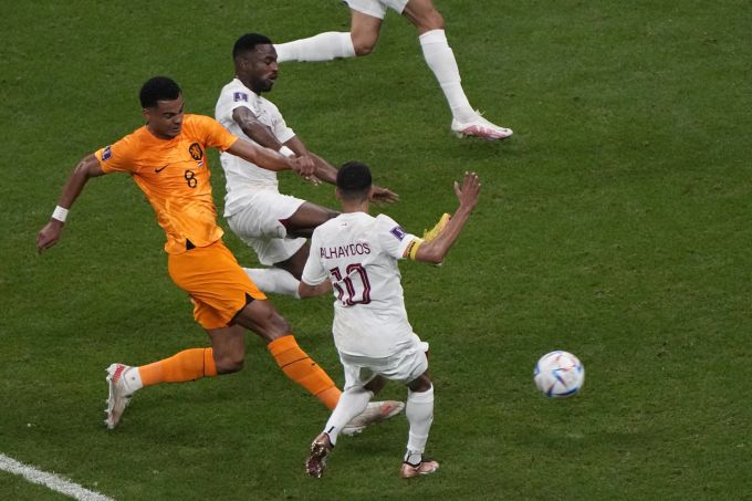Cody Gakpo (l.) bringt Holland gegen Katar an der WM 2022 in Führung. Wm 2022