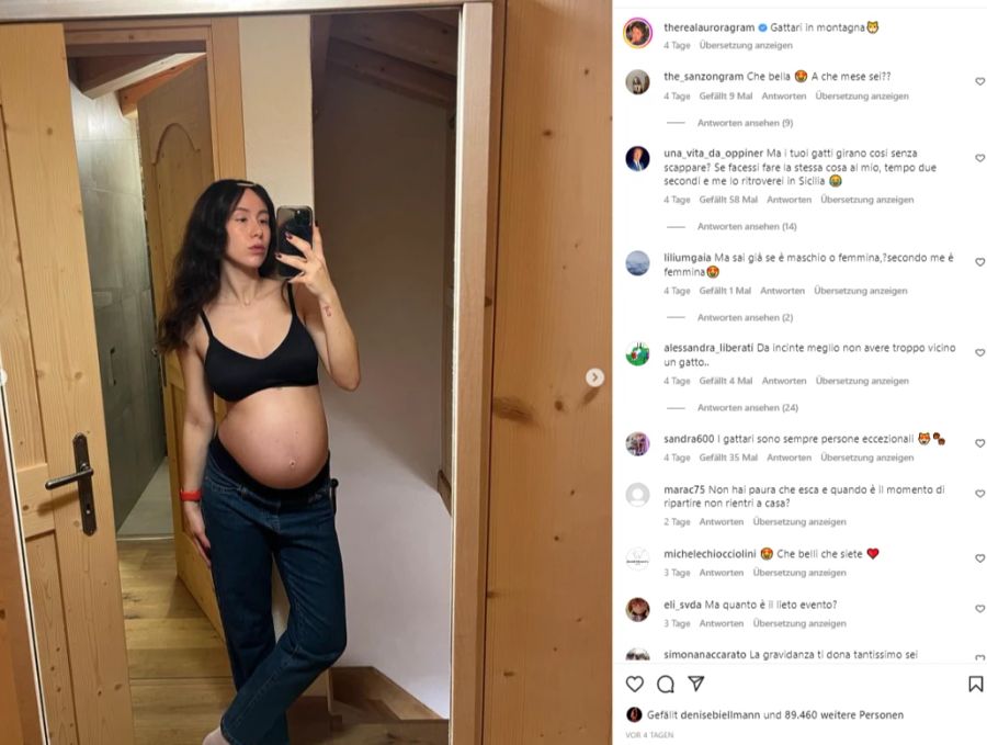 Aurora Ramazzotti zeigt ihren grossen Babybauch.