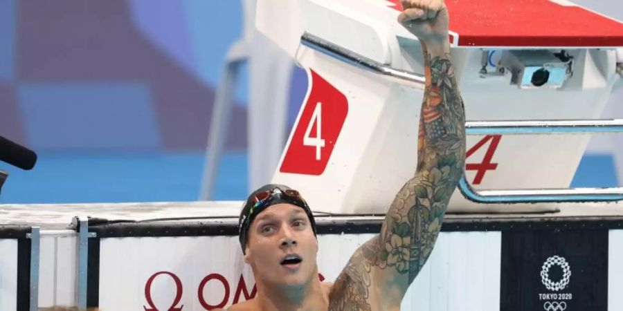 Siegte auch über 100 Meter Schmetterling: US-Star Caeleb Dressel. Foto: Oliver Weiken/dpa