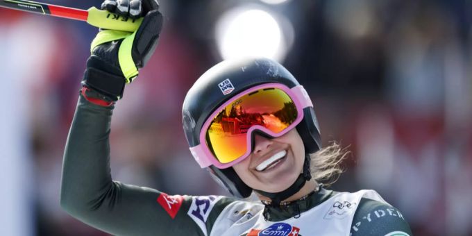 Die amerikanische Skirennfahrerin Alice Merryweather (24). Alice Merryweather