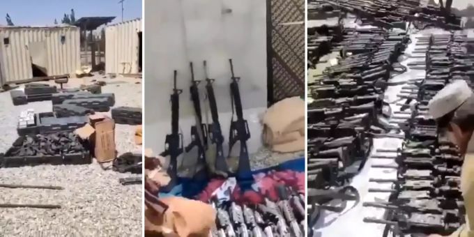 In einem Propaganda-Video zeigen die Taliban ihre Waffenberge. Taliban