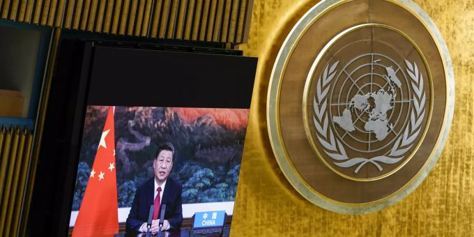 Chinas Präsident Xi Jinping war an der Uno-Vollversammlung per Video zugeschaltet. UN General Assembly China