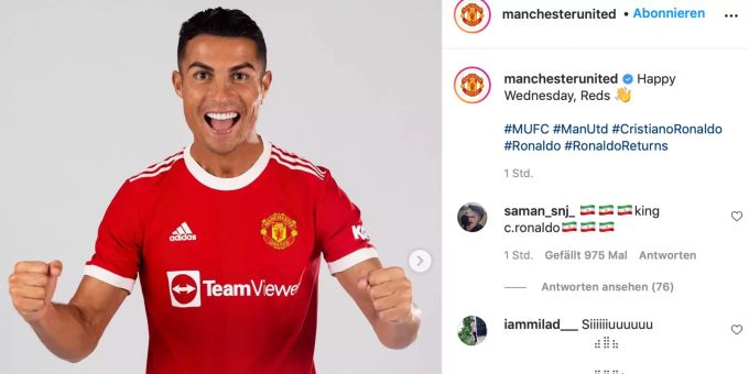 Cristiano Ronaldo im Trikot von Manchester United. Ronaldo