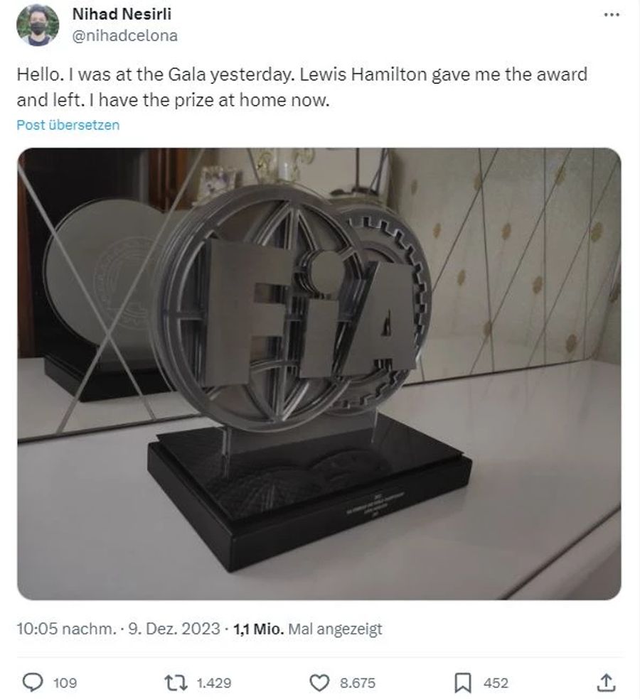 Twitter Lewis Hamilton Trophäe