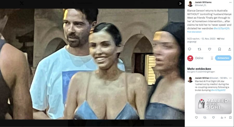 Bianca Censori scheint ohne Gatte Kanye West bestens gelaunt.