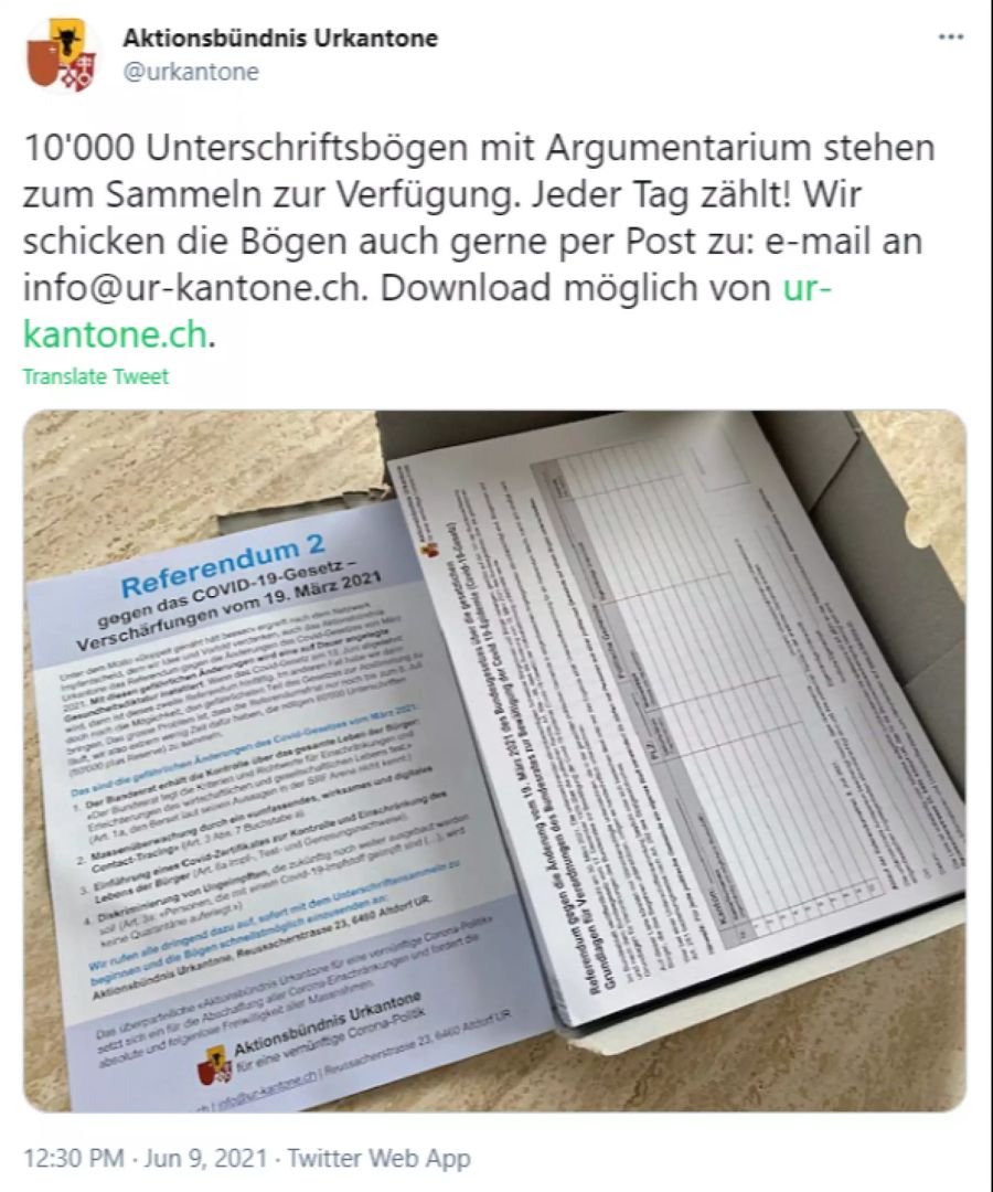 Unterschriften Referendum Covid-19-Gesetz