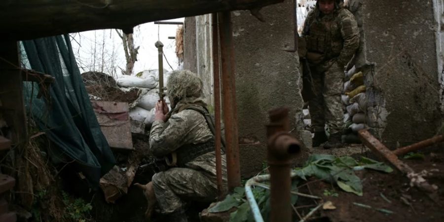 Ukrainische Soldaten an Frontlinie