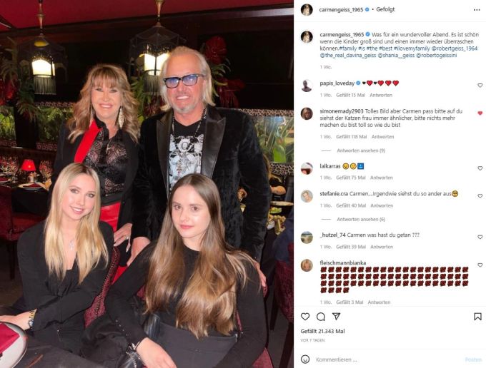Die «Geissens»: Shania und Davina (vorne) mit Carmen und Papa Robert. Carmen Geiss