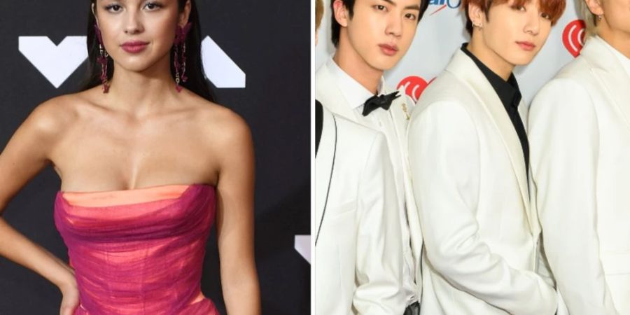 Olivia Rodrigo (li.) und BTS geben dieses Jahr ihre Hits bei den Grammys zum Besten.