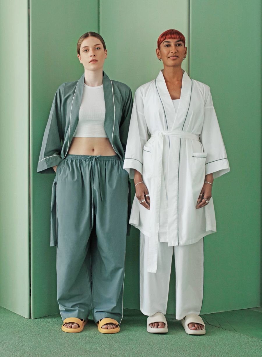 Pyjama Frauen weiss mint