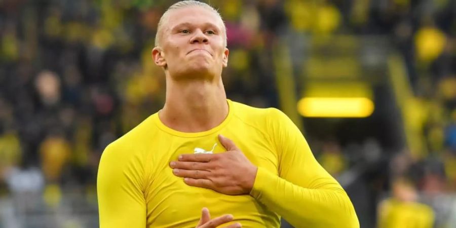 BVB-Stürmer Erling Haaland ist in Norwegen wiederholt zum Fussballer des Jahres gekürt worden. Foto: Bernd Thissen/dpa