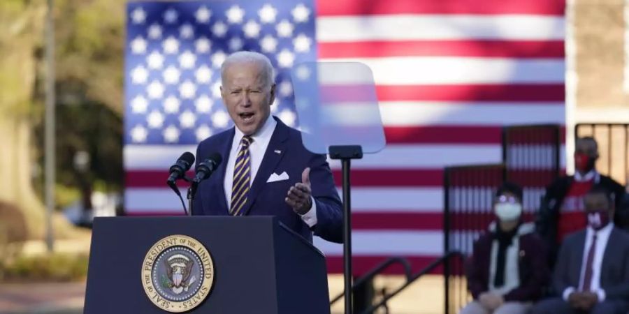 US-Präsident Joe Biden wirbt im Bundesstaat Georgia für eine Reform der Wahlrechts. Foto: Patrick Semansky/AP/dpa