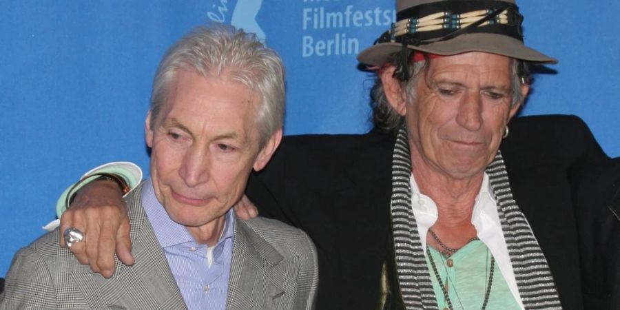 Charlie Watts (li.) und Keith Richards bei einem gemeinsamen Auftritt auf der Berlinale.