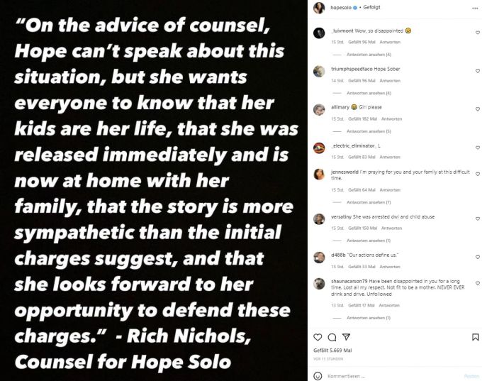 Das Statement von Hope Solos Anwalt. Hope Solo