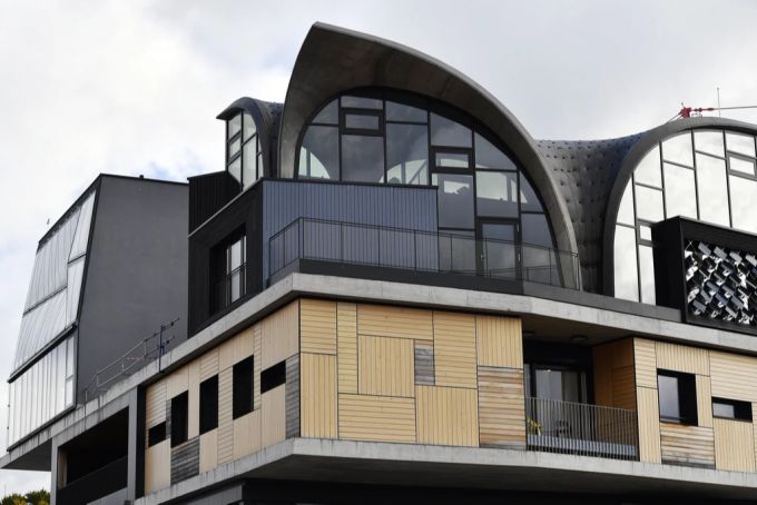 NEST-Unit HiLo auf dem Empa Campus in Dübendorf, am Mittwoch, 6. Oktober 2021. NEST ist das modulare Forschungs- und Innovationsgebäude der Empa und der Eawag. Empa NEST Dübendorf