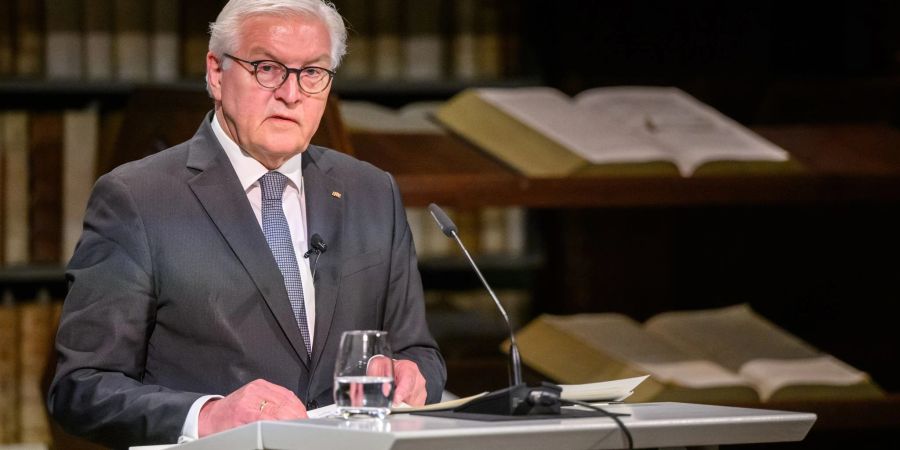 Bundespräsident Frank-Walter Steinmeier beim Festakt zu 450 Jahre Herzog August Bibliothek in Wolfenbüttel.