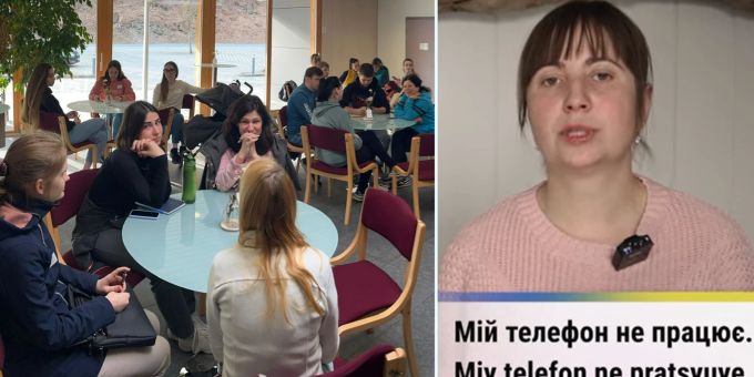 Sprach-Hilfe - Ukraine-Flüchtlinge lernen, wie man nach Telefon fragt