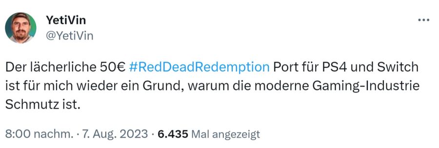 Red Dead Redemption Tweet