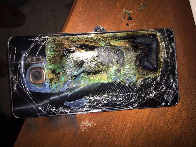 Ein ausgebranntes Samsung Galaxy Note 7. Samsung Galaxy Note 7
