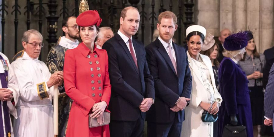 Das war einmal: Herzogin Kate, Prinz William, Prinz Harry und Meghan Markle (v. l.).