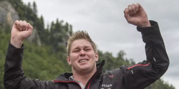 Bernhard Kämpf jubelt am Brünig-Schwinget 2015.
