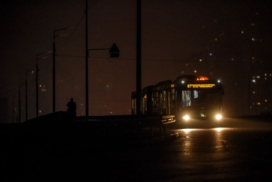 Ein Bus in den Strassen Kiews.