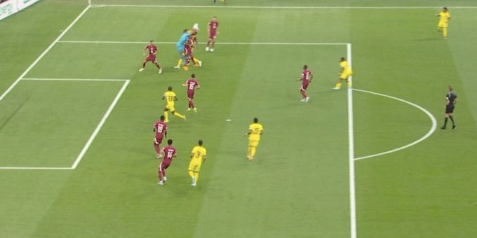 Diese Szene an der WM 2022 zwischen Katar und Ecuador wird als Offside gewertet. WM 2022 Katar Ecuador