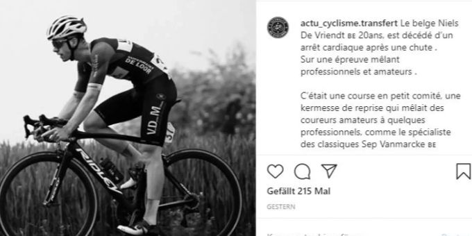 Die Welt des Radsports trauert um den Nachwuchsfahrer Niels De Vriendt. Niels De Vriendt