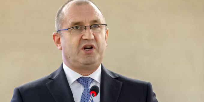 Der bulgarische Präsident Rumen Radew spricht am europäischen Sitz der Uno in Genf. Rumen Radew Bojko Borissow