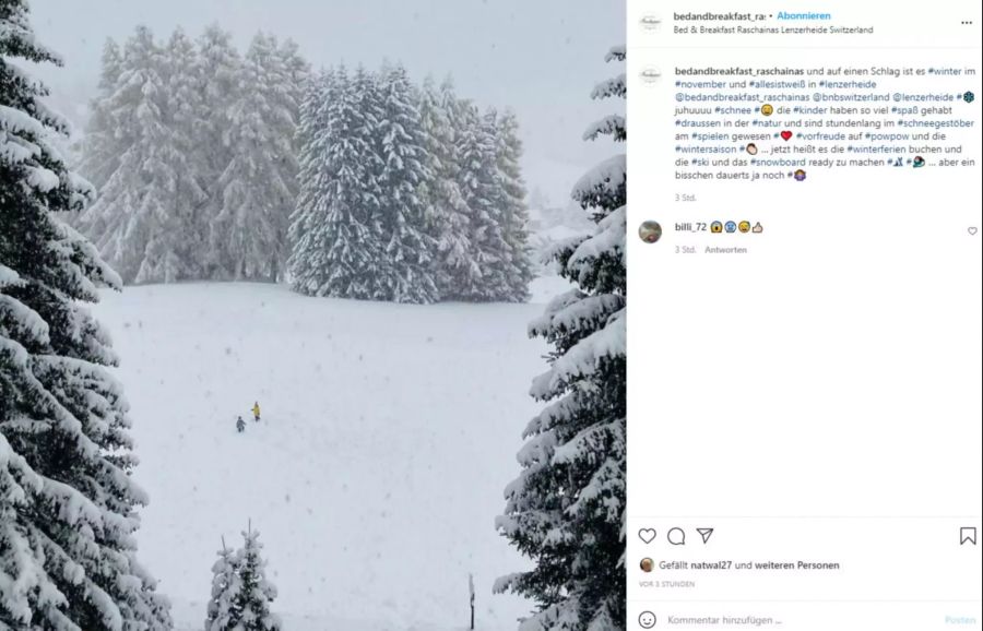 Auf der Lenzerheide GR hatten die Kinder besonders Freude am Neuschnee.