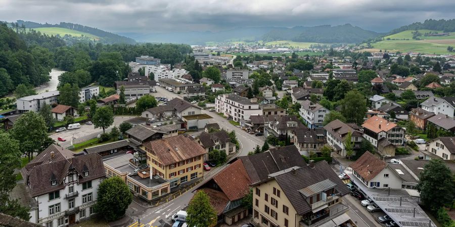 Blick auf Burgdorf in Richtung Oberburg.