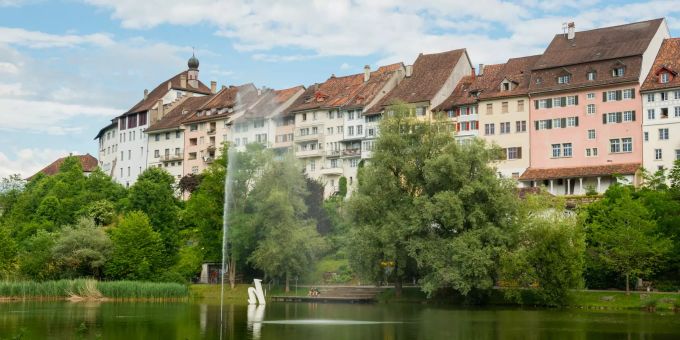 Der Stadtweiher mit Blick auf die Altstadt Wil (SG). Der Stadtweiher mit Blick auf die Altstadt Wil (SG).