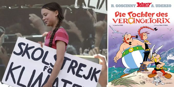 Im neuesten Band von Asterix und Obelix misch die Klima-Generation um Greta Thunberg das Gallier-Dorf auf. Asterix Obelix Greta Thunberg