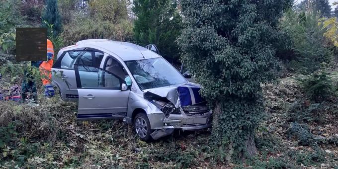 Auto in einen Baum gefahren. (Symbolbild) auenstein