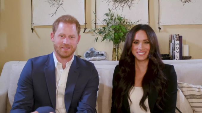 Meghan und Harry in einer Videokonferenz. Harry