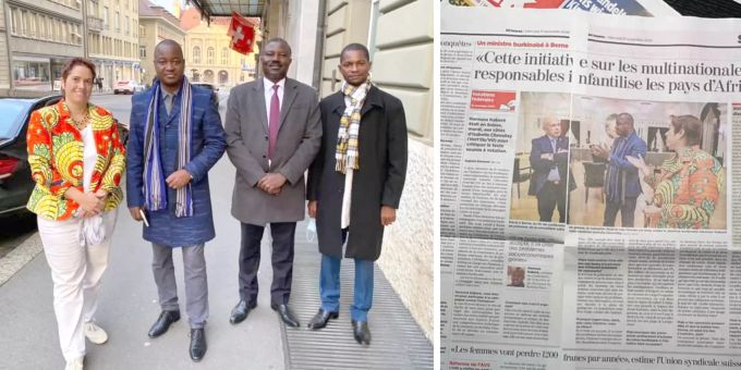Der burkinische Handelsminister Harouna Kaboré (2. von links) und seine Entourage werden von Isabelle Chevalley in Bern empfangen. Harouna Kaboré Isabelle Chevalley