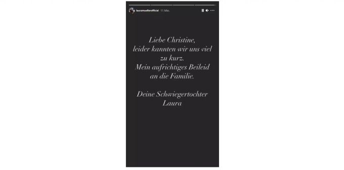 Die Instagram-Story von Laura Müller zum Tod ihrer Schwiegermutter. Instagram Laura Müller