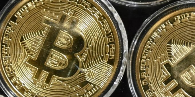 Bitcoin-Münzen für Werbungszwecke. Bitcoin