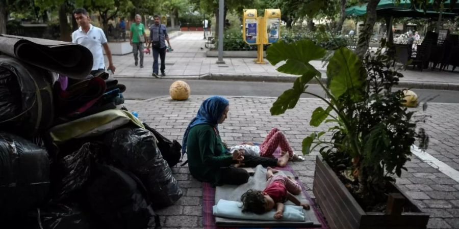 Flüchtlingsfamilie in Athen