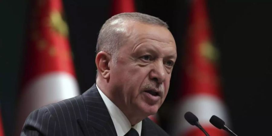 Präsident Erdogan im August während einer Fernsehansprache. Foto: Turkish Presidency/AP Pool/dpa