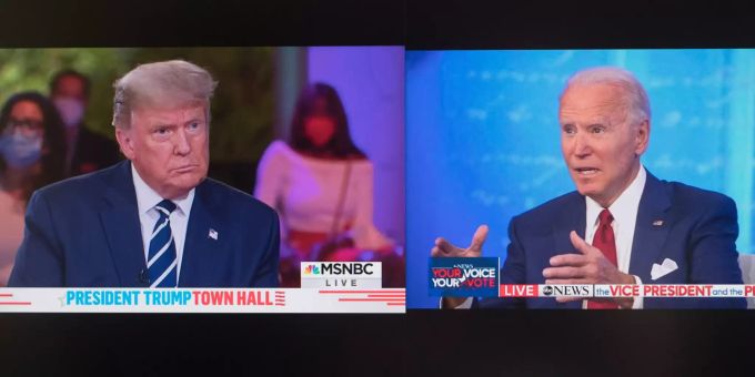 Ex-US-Präsident Donald Trump und Präsident Joe Biden während des Wahlkampft um die Präsidentschaft. US-Wahlen Trump Biden