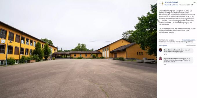 Das Schulhaus Zentral in Volketswil. Volketswil Schulhaus
