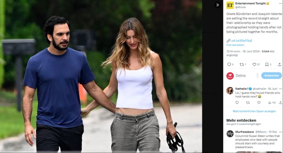 Gisele Bündchen und ihr Trainer Joaquim sollen sich getrennt haben. Nun turteln sie auf einem Spaziergang.