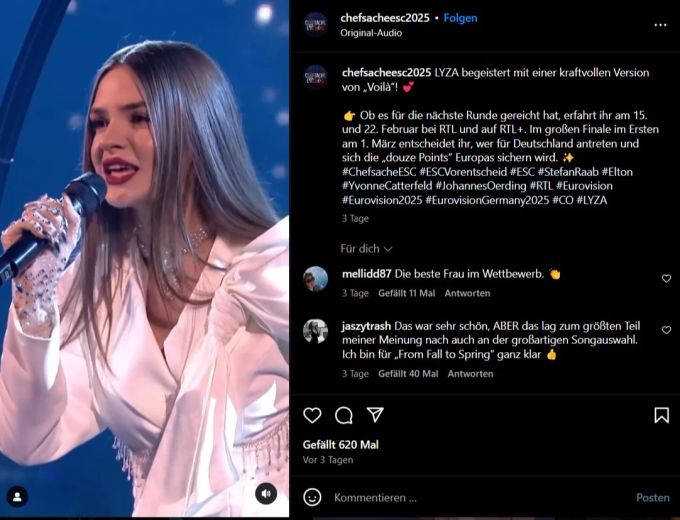Sängerin Lyza bekam ebenfalls ein Halbfinal-Ticket für den ESC-Vorentscheid. Sängerin Lyza ESC-Vorentscheid